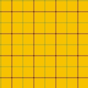 tattersall plaid 70s green and brown on yellow