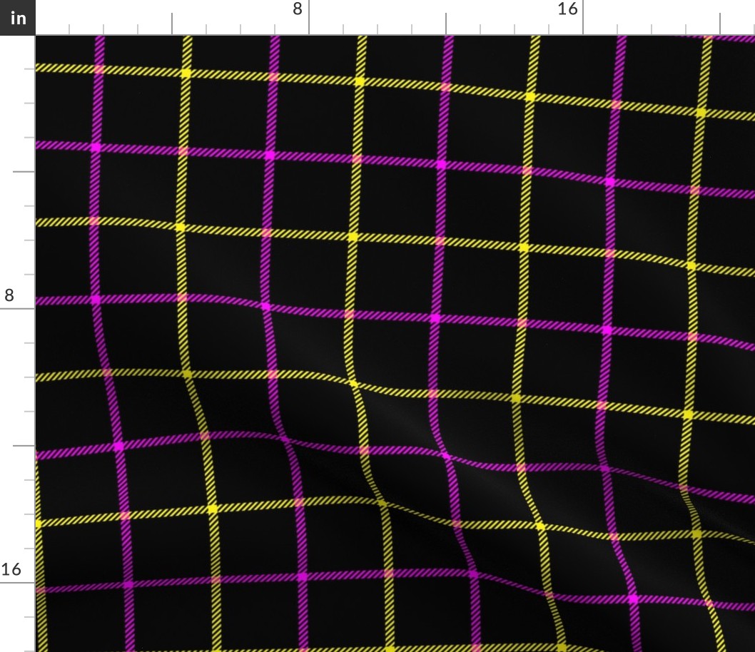 tattersall plaid neon pink and yellow on black