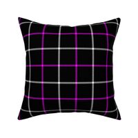 tattersall plaid white and neon pink on black