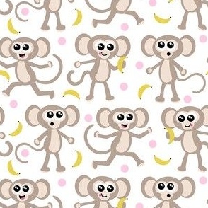 Cute Monkey Pattern with Pink Dots - CuMoP