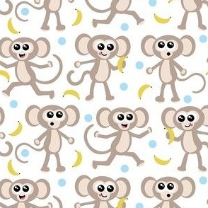 Cute Monkey Pattern with Blue Dots - CuMoP