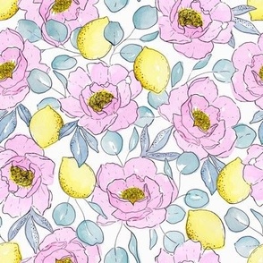 Pink florals and lemons
