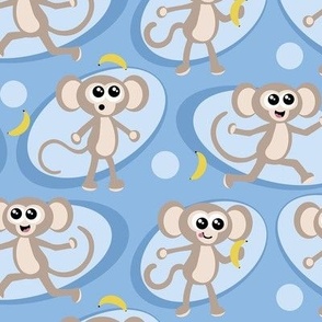 Blue Monkey Fabric, Wallpaper and Home Decor | Spoonflower