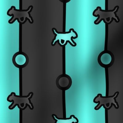 Bull terrier Bead Chain - teal black