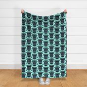 Catalina - Folklore Floral Geometric Aqua Navy Blue Golden Olive Green Large Scale