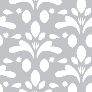 Large white flowers on gray background