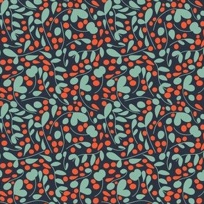 Bright Orange and Turquoise with Navy Abstract Floral