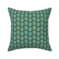 Catalina - Folklore Floral Geometric Navy Blue Aqua Golden Olive Green Small Scale