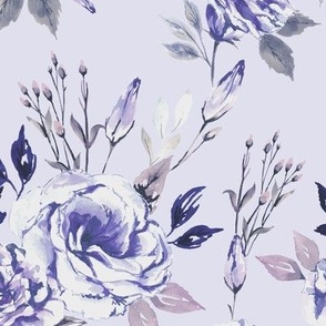 Blue vintage flowers blush pattern