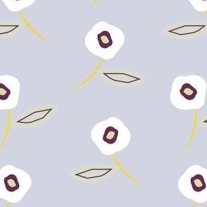 white and brown flowers on light purple background