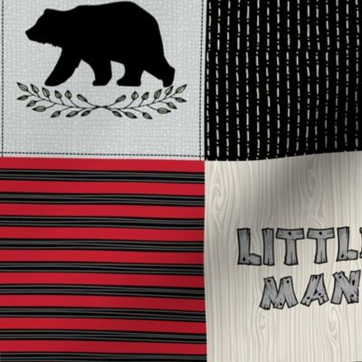 4 1/2" Little Man Woodland Quilt Top – Lumberjack Red + Black Patchwork Blanket, GL-BR5