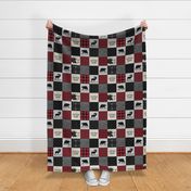 4 1/2" Little Man Woodland Quilt Top – Lumberjack Red + Black Patchwork Blanket, GL-BR5