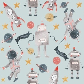 Space robots in Icy Blue