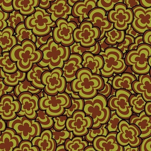 70s flowers green and brown