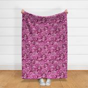 Floral folk, Burgundy flowers on a dark pink background