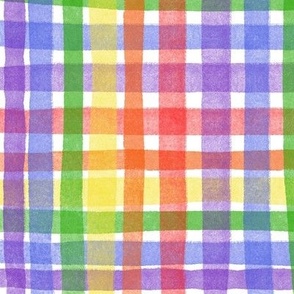 Rainbow Watercolor Plaid II (medium )