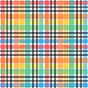 rainbow plaid on white