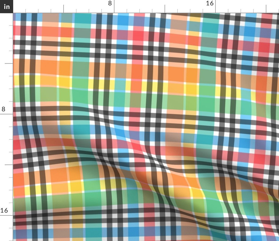 rainbow plaid on white