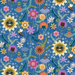 Groovy Garden Party-mid blue-l