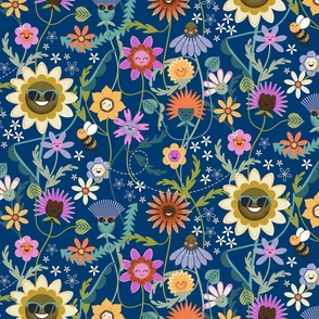 Groovy Garden Party-dark blue-l