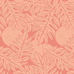 medium-Breadfruit-Ulu line drawing-coral and coral coordinate