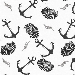 Anchors_shells and rope all nautical ditsy print navy off white 