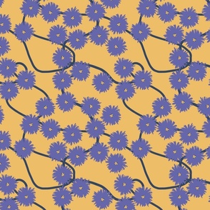 Little flowers with curves - very peri,yellow,blue