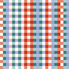 Colorful checker - geometric basic check winter christmas palette red green teal pink lilac