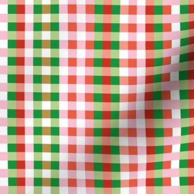 Colorful checker - geometric basic check winter christmas palette red green pink white 