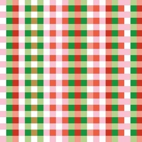 Colorful checker - geometric basic check winter christmas palette red green pink white 
