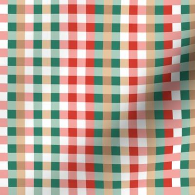 Colorful checker - geometric basic check winter christmas palette red green pink beige