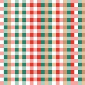 Colorful checker - geometric basic check winter christmas palette red green pink beige