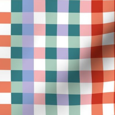 Colorful checker - geometric basic check winter christmas palette red green teal pink lilac LARGE