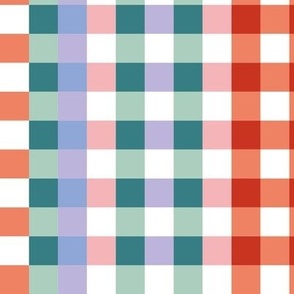 Colorful checker - geometric basic check winter christmas palette red green teal pink lilac LARGE