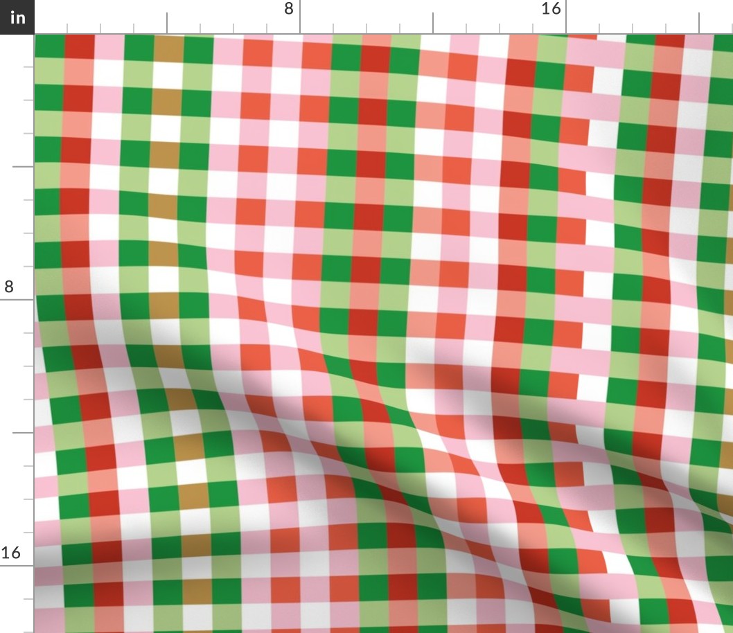 Colorful checker - geometric basic check winter christmas palette red green pink white  LARGE