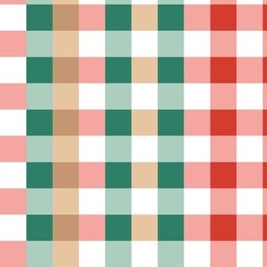 Colorful checker - geometric basic check winter christmas palette red green pink beige LARGE