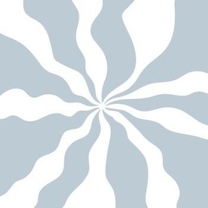 Seventies swirls - vintage minimalist organic psychedelic swirl design white moody blue