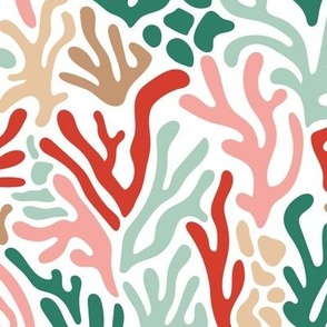 Ode to the artist - abstract leaves paper cute pop art matisse inspired organic shapes christmas palette mint green red  