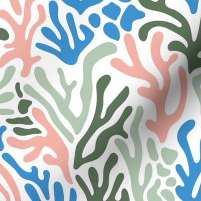Ode to the artist - abstract leaves paper cute pop art matisse inspired organic shapes christmas palette blue blush pink mint green 