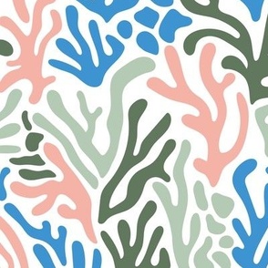 Ode to the artist - abstract leaves paper cute pop art matisse inspired organic shapes christmas palette blue blush pink mint green 