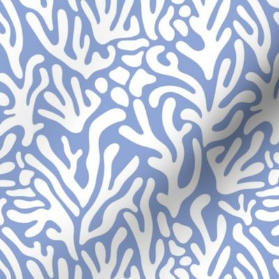 Ode to the artist - abstract leaves paper cute pop art matisse inspired organic shapes swim beach surf theme white periwinkle blue