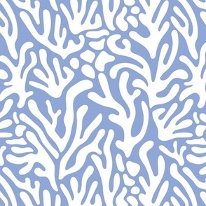 Ode to the artist - abstract leaves paper cute pop art matisse inspired organic shapes swim beach surf theme white periwinkle blue