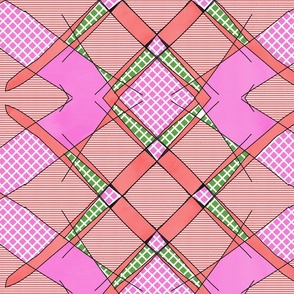 Checkerboard in coral peony and grass