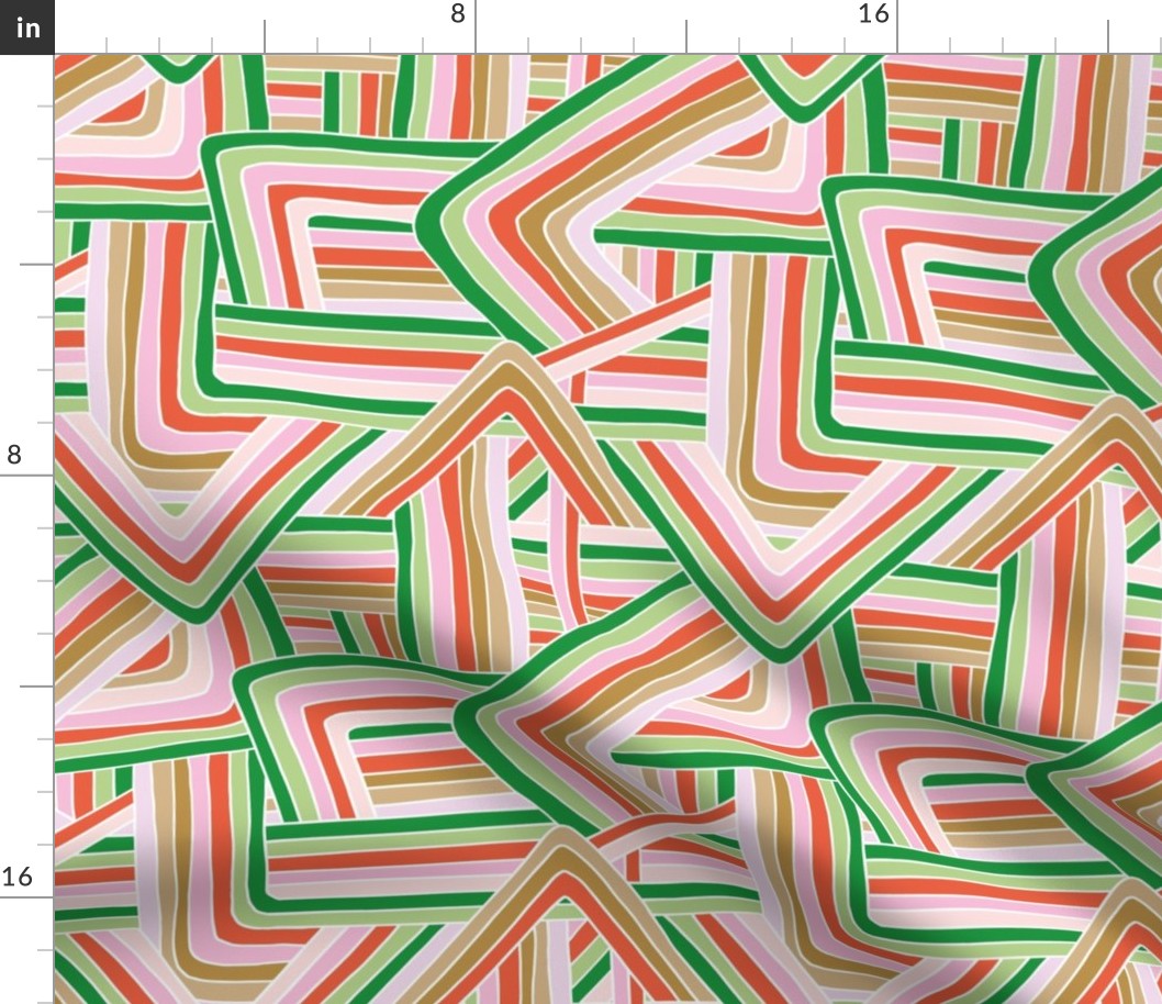 Little Maze stripes minimal Seventies Christmas rainbow grid trend abstract geometric print mint green red pink 