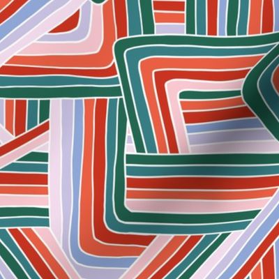 Little Maze stripes minimal Seventies Christmas rainbow grid trend abstract geometric print green red lilac blush  