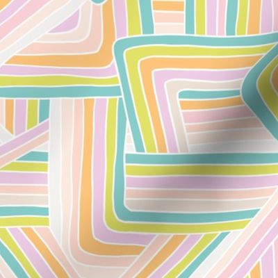 Little Maze stripes minimal Seventies rainbow grid trend abstract geometric print lime teal orange pink  