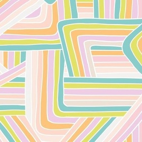 Little Maze stripes minimal Seventies rainbow grid trend abstract geometric print lime teal orange pink  