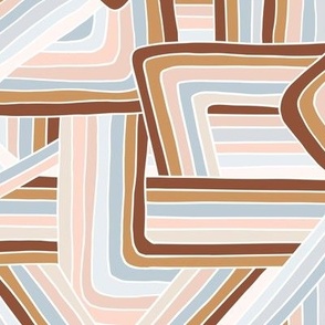 Little Maze stripes minimal Seventies rainbow grid trend abstract geometric print rust brown blue gray 