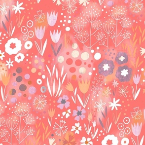 in the pastel garden // coral // large scale