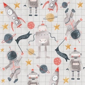 Space Robots in Grey Grid